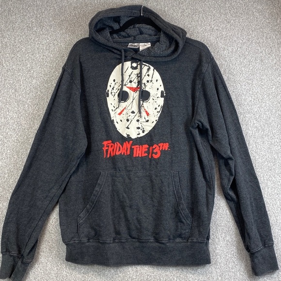 Friday the 13th hoodie Jason gray M Halloween retro graphic horror movie slasher - Picture 1 of 7